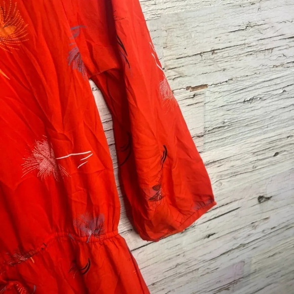 O’Neill dress orange floral long sleeve size large - Picture 8 of 9